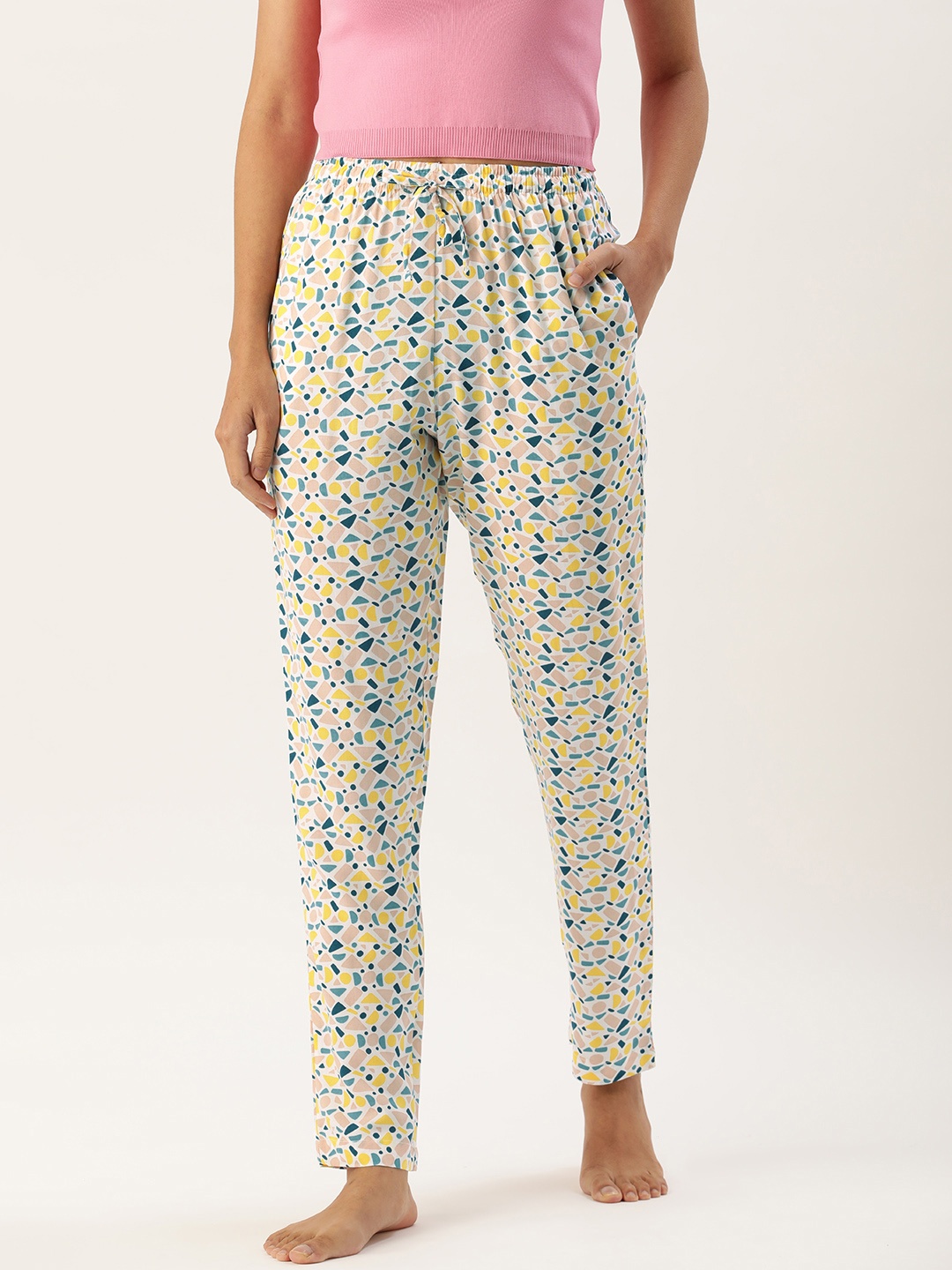 

ETC Women Pink & Teal Green Printed Lounge Pants