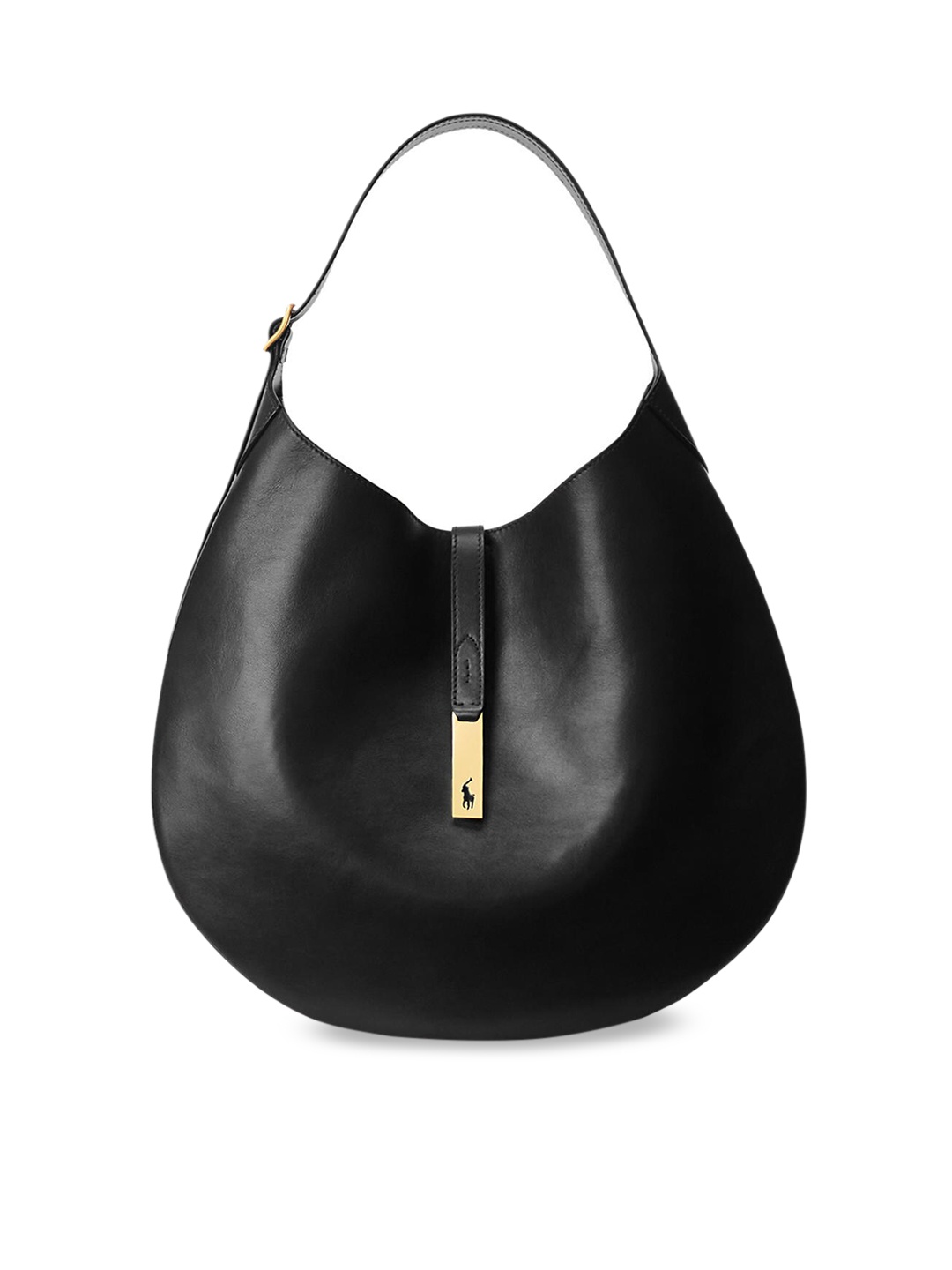 

Polo Ralph Lauren Black Leather Swagger Hobo Bag