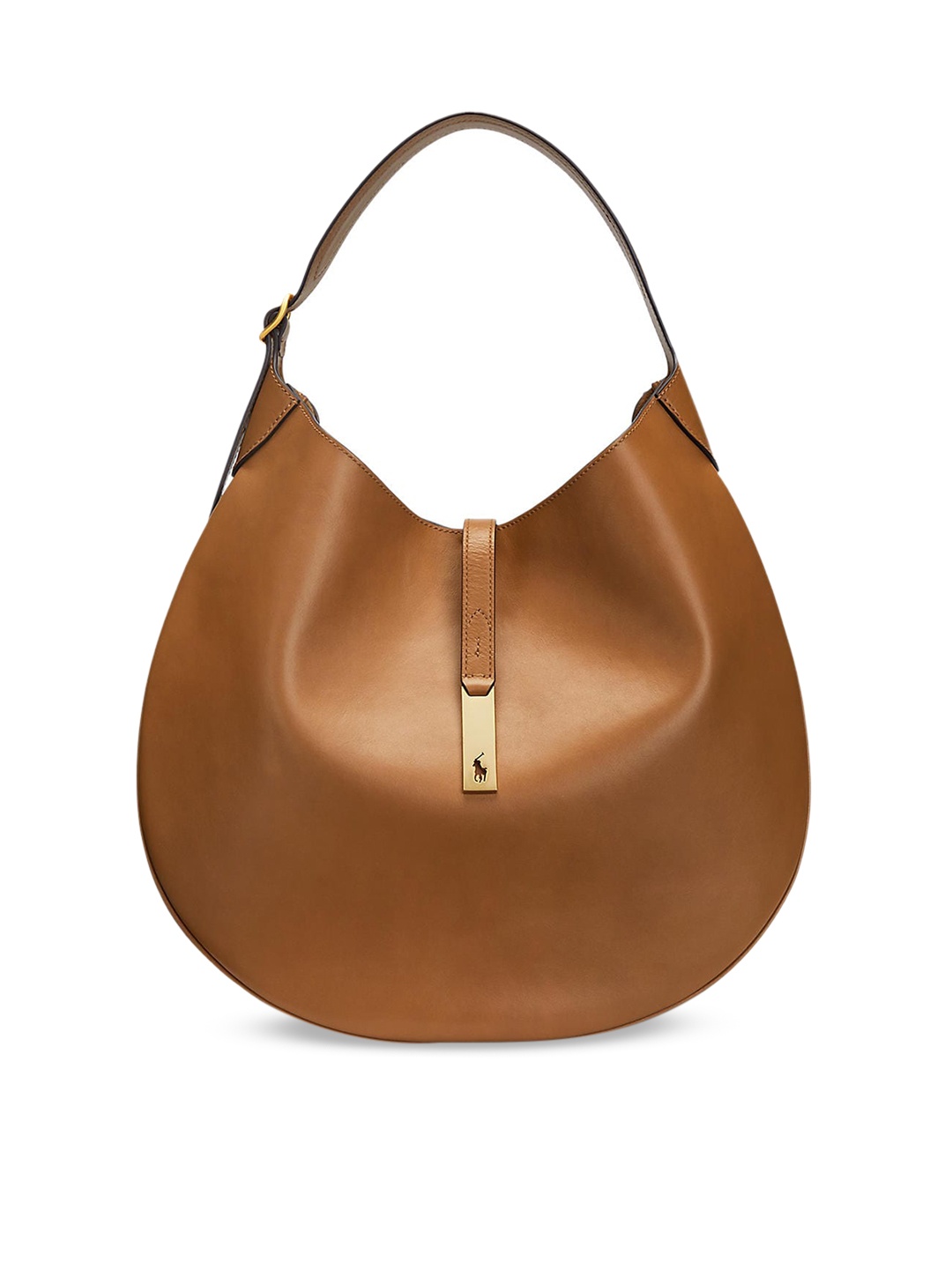 

Polo Ralph Lauren Brown Leather Half Moon Hobo Bag