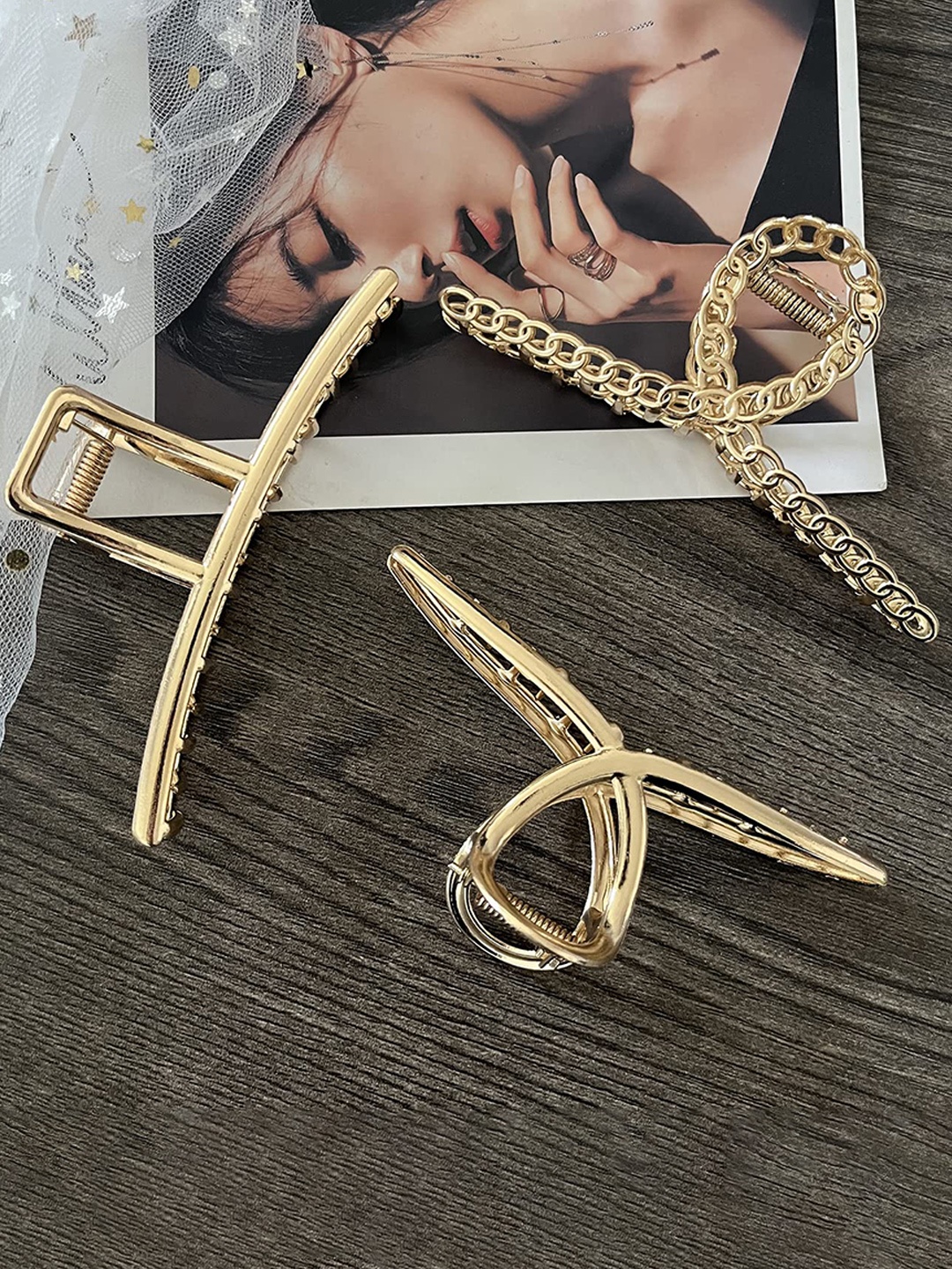 

FIMBUL Women Set of 3 Claw Clip, Gold