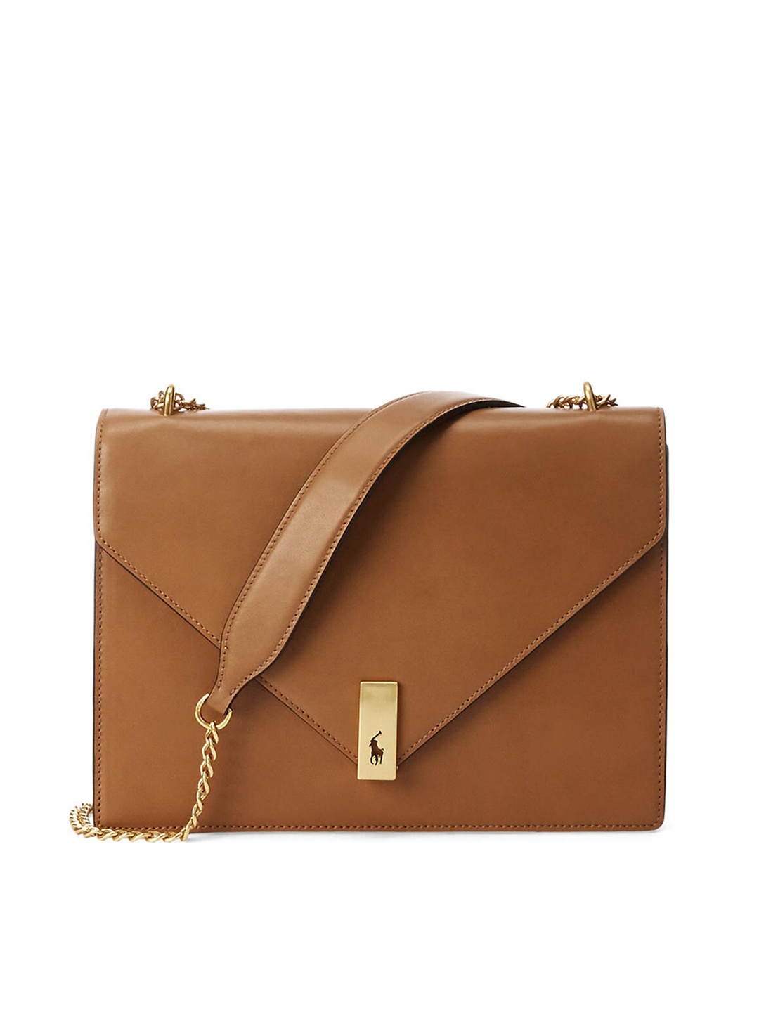 

Polo Ralph Lauren Women Tan Leather Structured Sling Bag