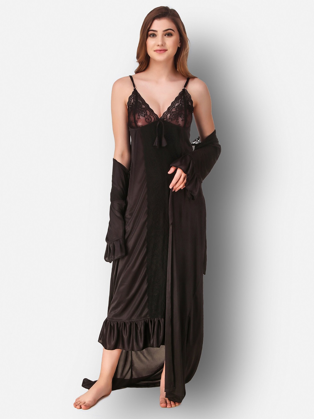 

Romaisa Black Maxi Nightdress