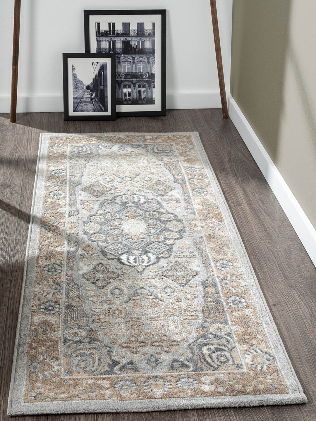 

OBSESSIONS Grey & Beige Ethnic Motifs Anti-static Floor Runner