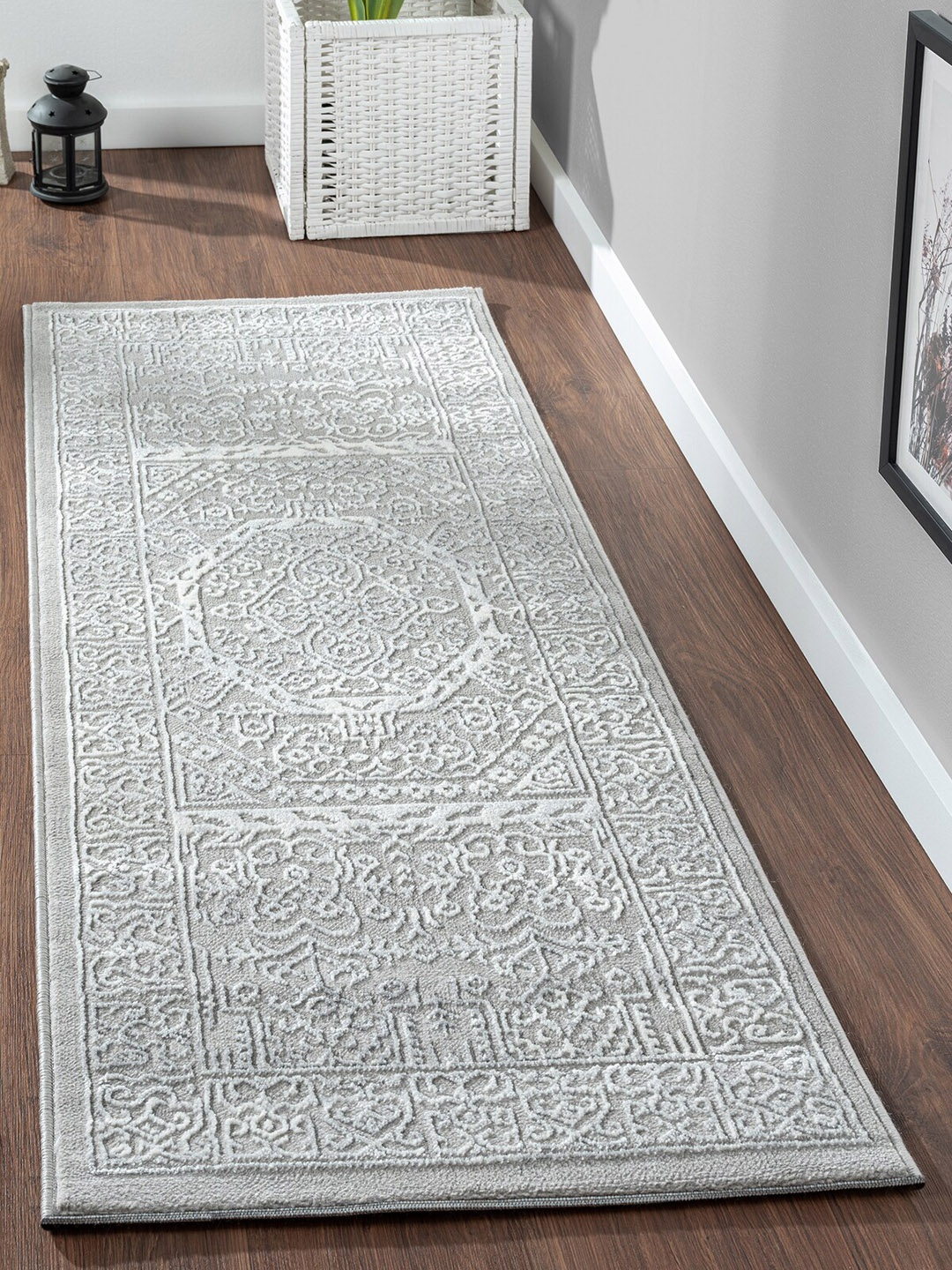 

OBSESSIONS Grey Ethnic Motifs Anti-static Floor Runner