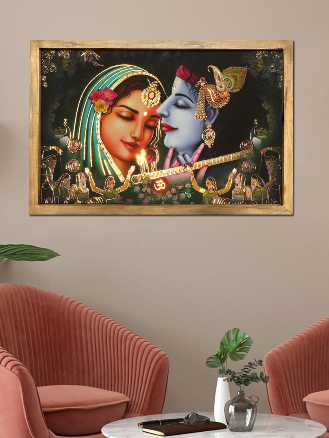 

Perpetual Green Radha Krishna Wall Painting