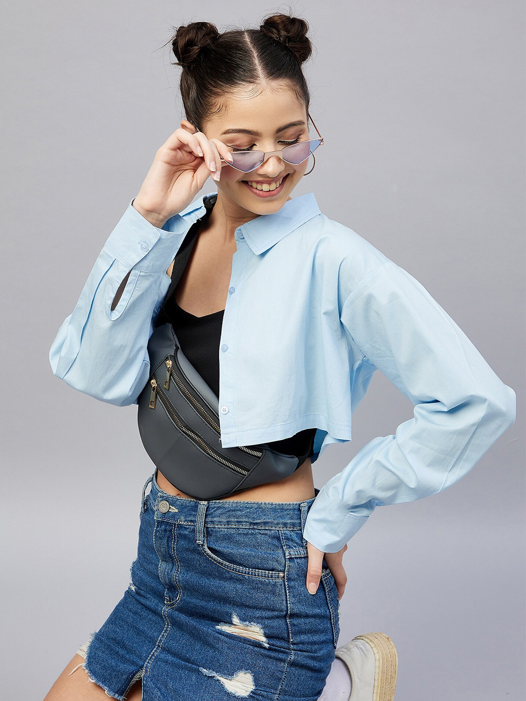 

CHIMPAAANZEE Women Blue Relaxed Casual Shirt