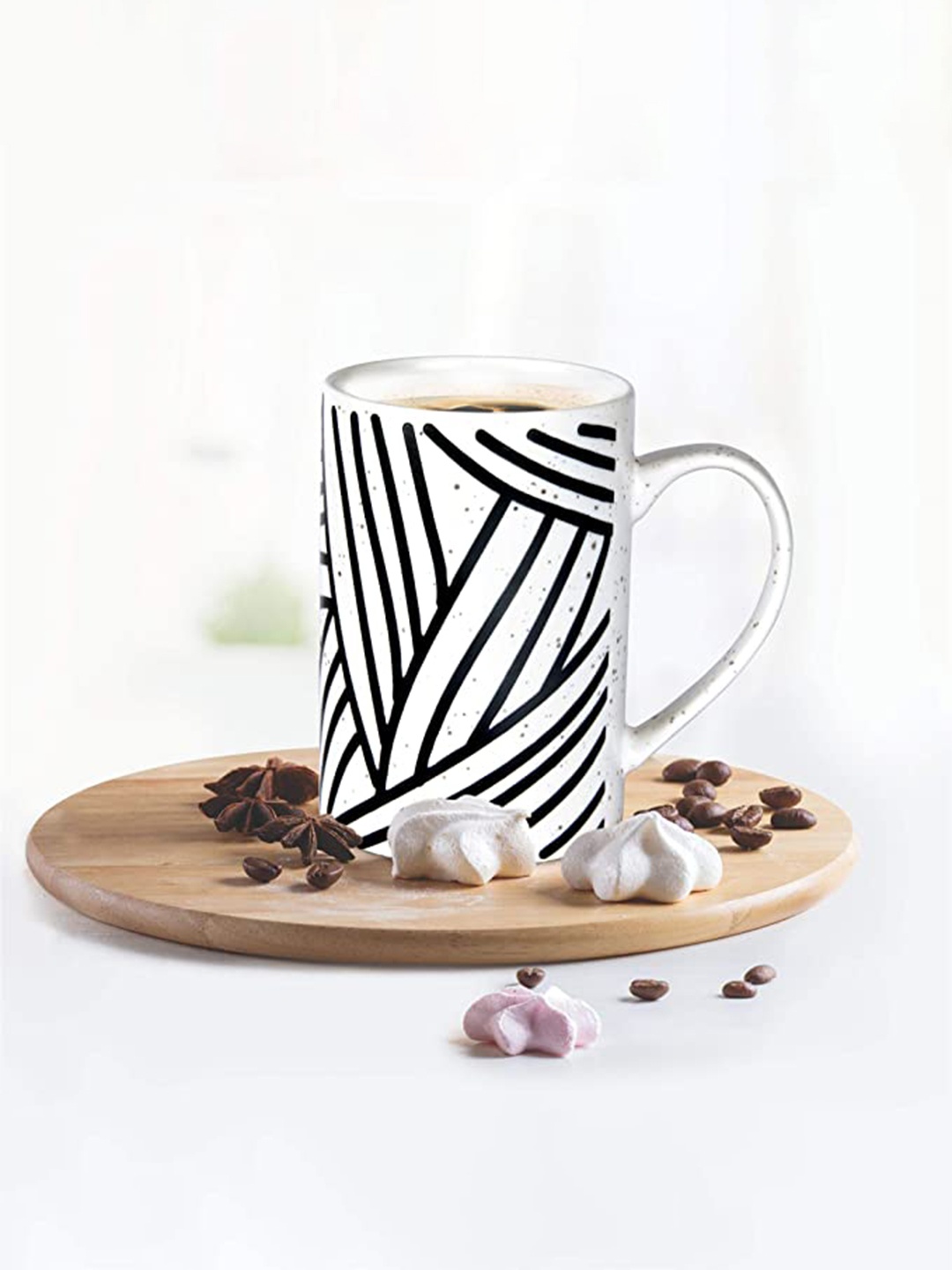 

Treo By Milton Black & White Zebra Strips Printed Artisan Ceramic Mug 400 ml