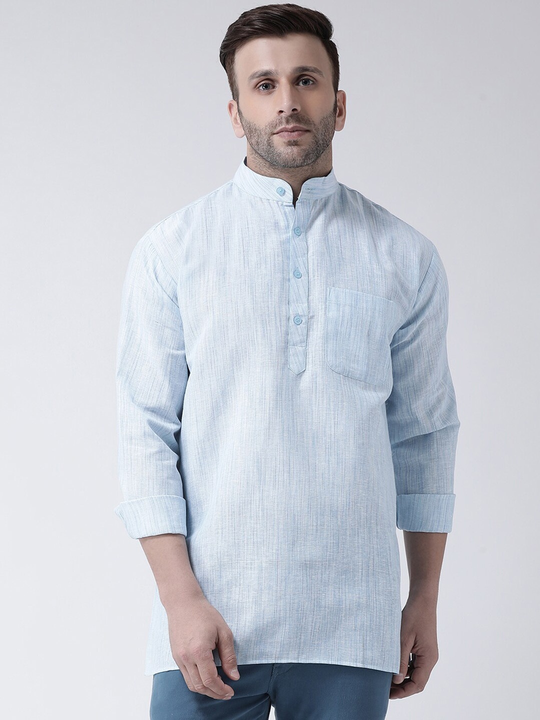 

RIAG Men Blue Solid Cotton Straight Kurta