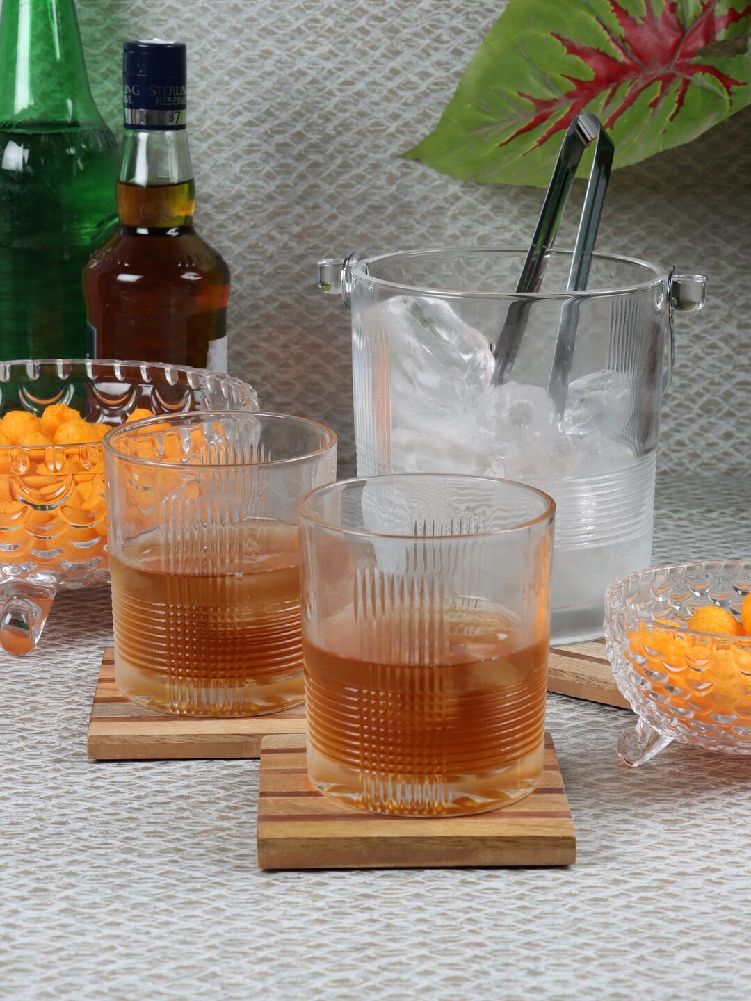 

ceradeco Transparent 7pieces of Glass & Ice Bucket with Tong