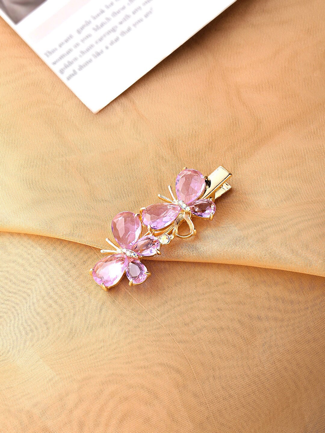 

Melbees by Yellow Chimes Girls Crystal Butterfly Alligator Hair Clip, Gold