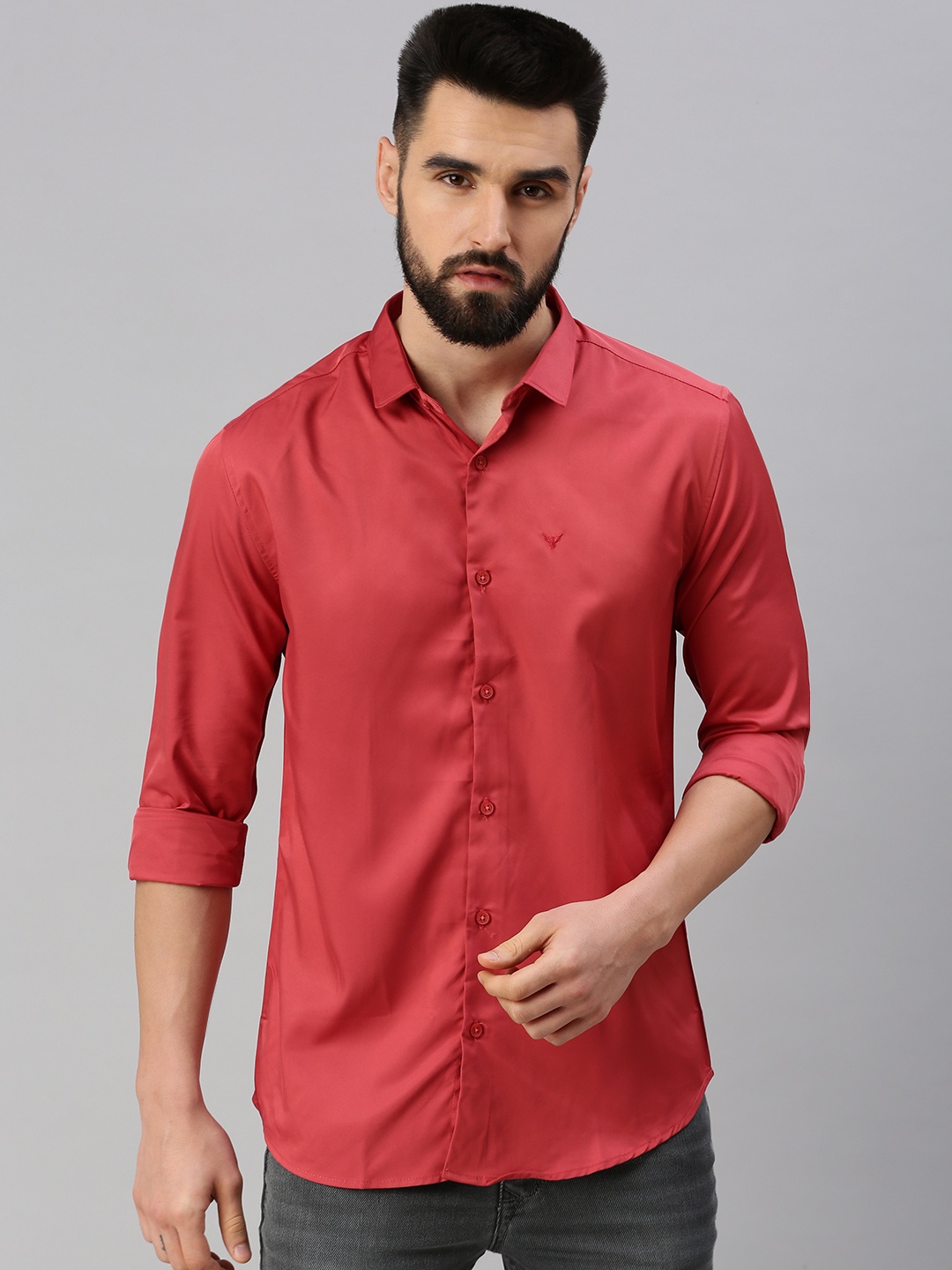 

SHOWOFF Men Red Solid Comfort Casual Shirt