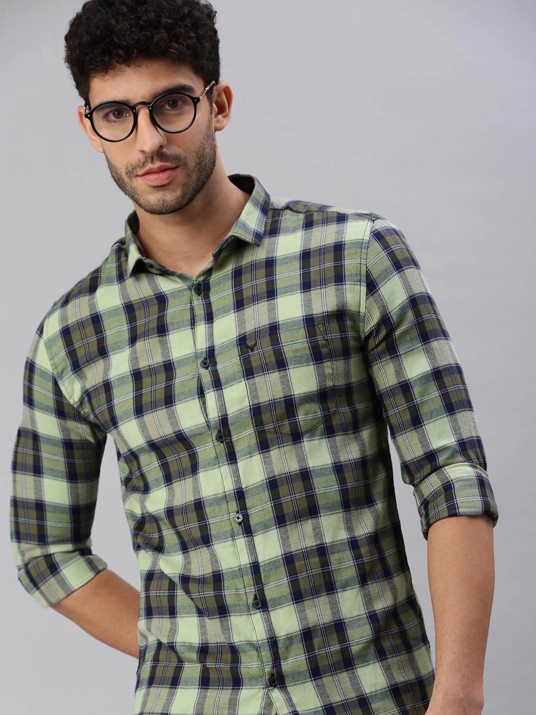 

SHOWOFF Men Green Comfort Tartan Checks Checked Casual Shirt