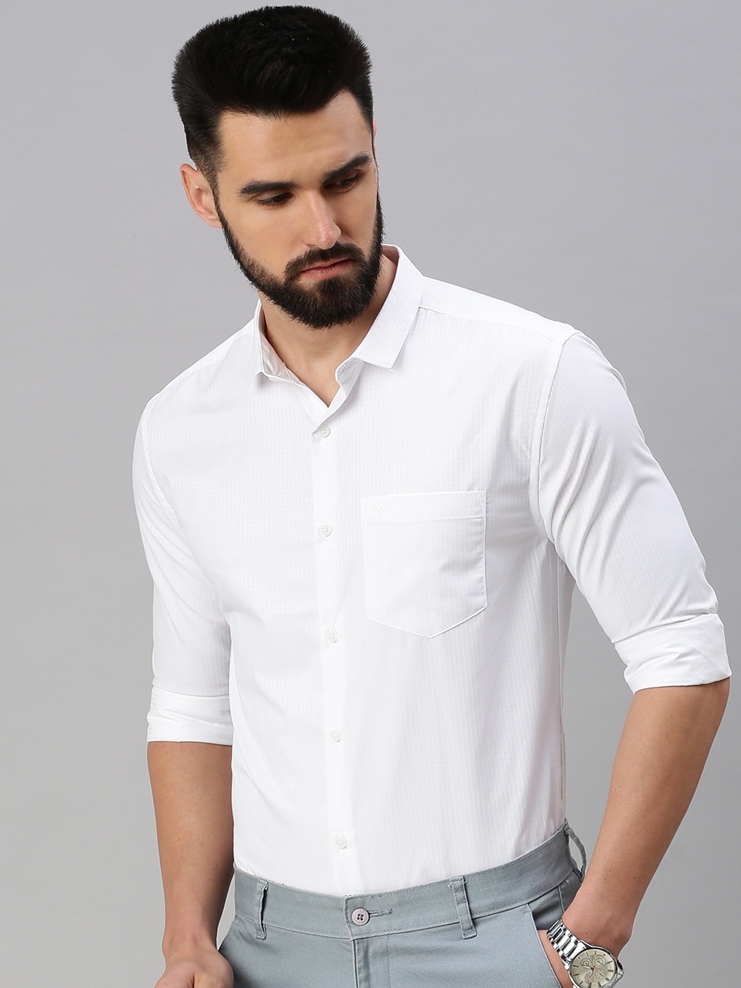 

SHOWOFF Men White Comfort Micro Checks Checked Casual Shirt