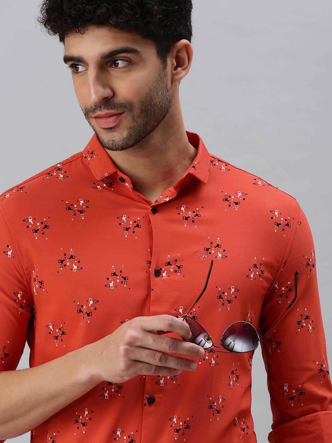 

SHOWOFF Men Rust Comfort Printed Casual Shirt