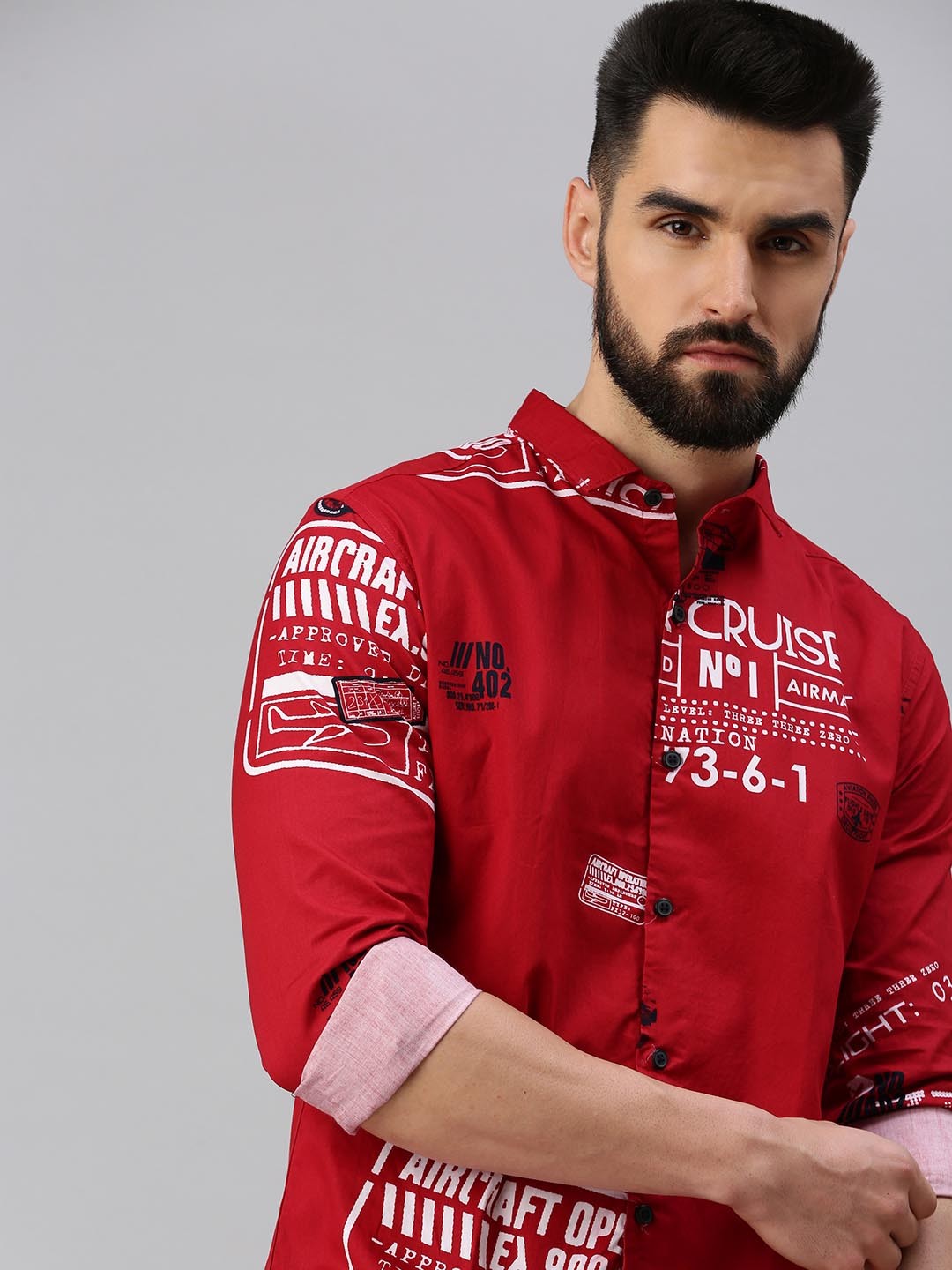 

SHOWOFF Men Red Comfort Printed Casual Shirt