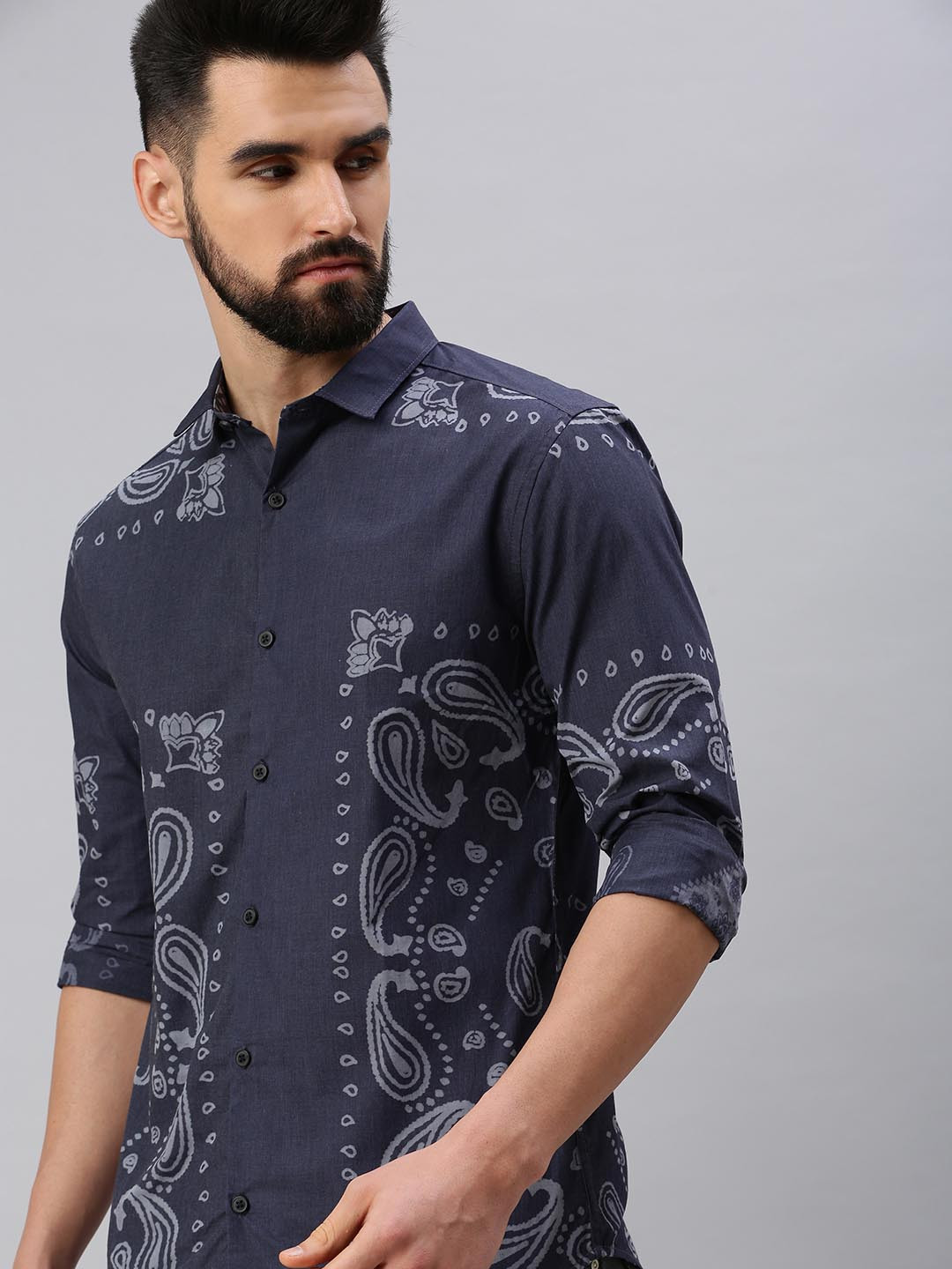 

SHOWOFF Men Comfort Printed Casual Shirt, Navy blue