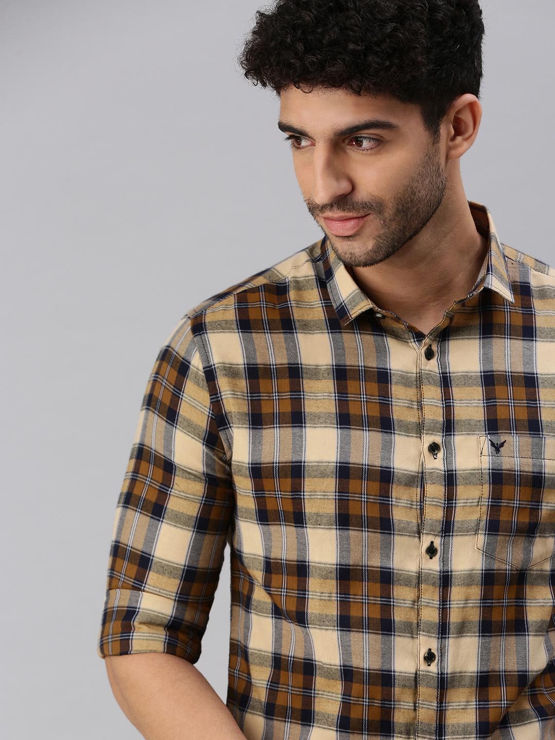 

SHOWOFF Men Comfort Tartan Checked Casual Shirt, Brown