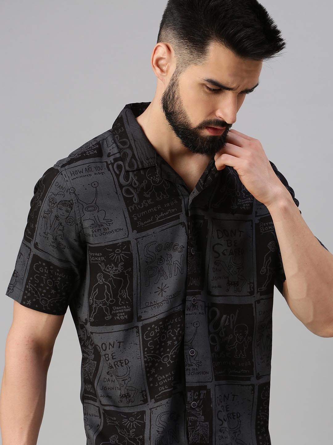 

SHOWOFF Men Comfort Printed Casual Shirt, Black