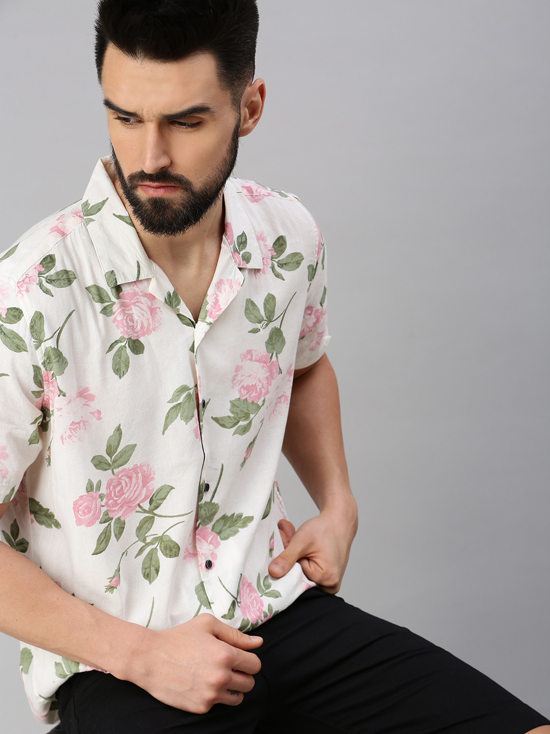 

SHOWOFF Men Comfort Floral Printed Casual Shirt, White