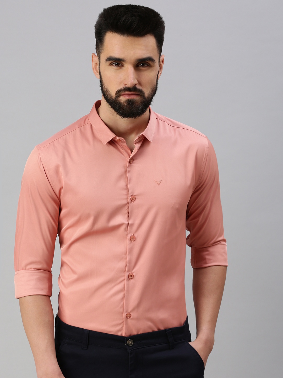 SHOWOFF Men Comfort Solid Formal Shirt, Peach