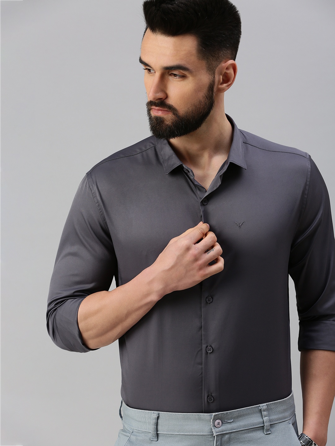

SHOWOFF Men Comfort Formal Shirt, Charcoal
