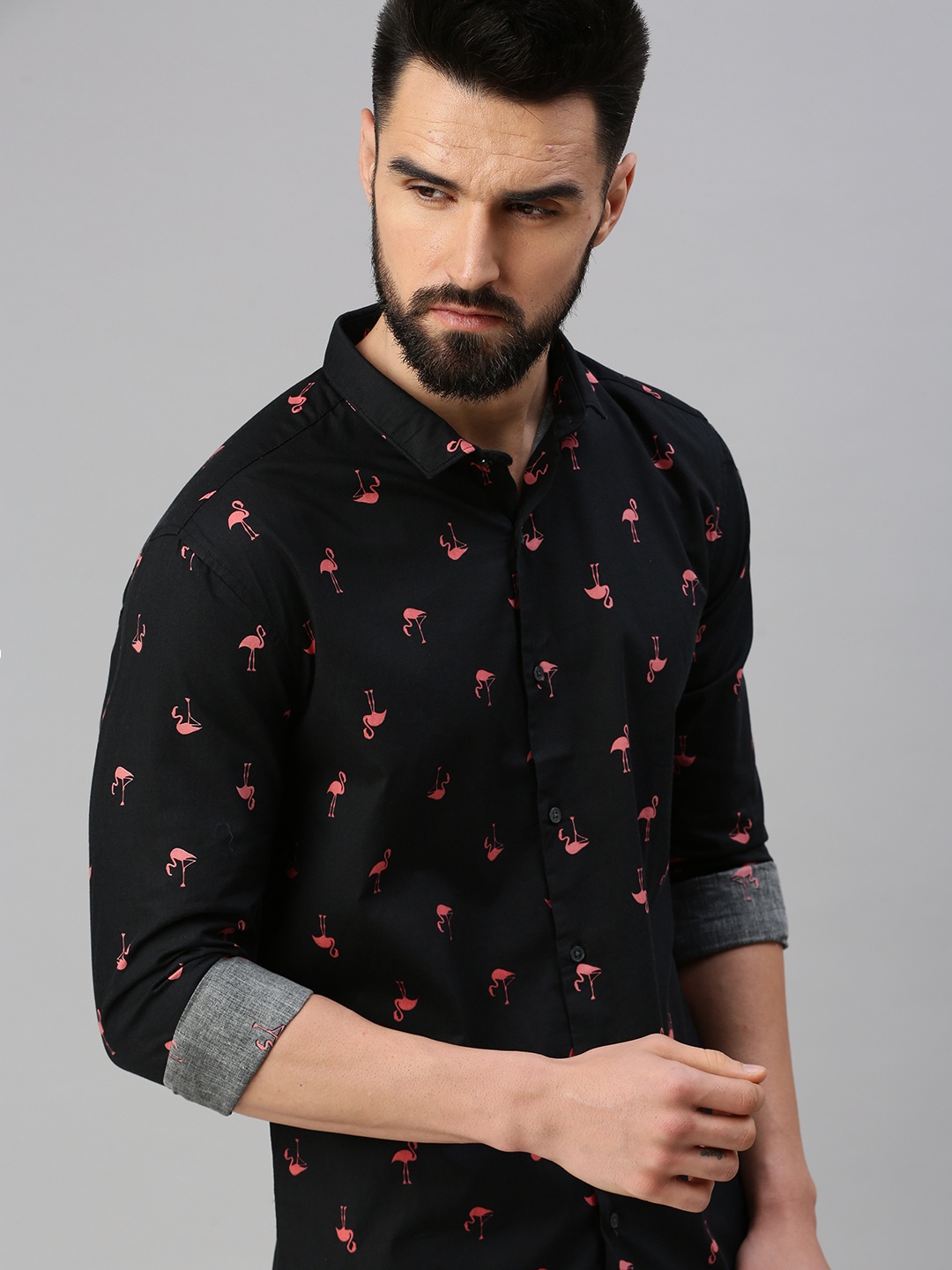 

SHOWOFF Men Comfort Printed Casual Shirt, Black