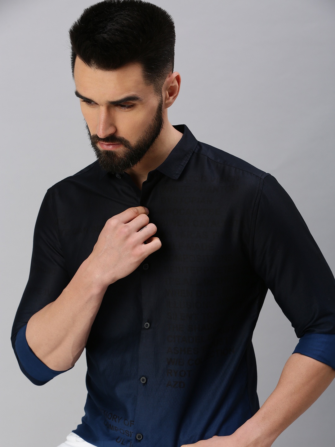 

SHOWOFF Men Comfort Printed Casual Shirt, Navy blue