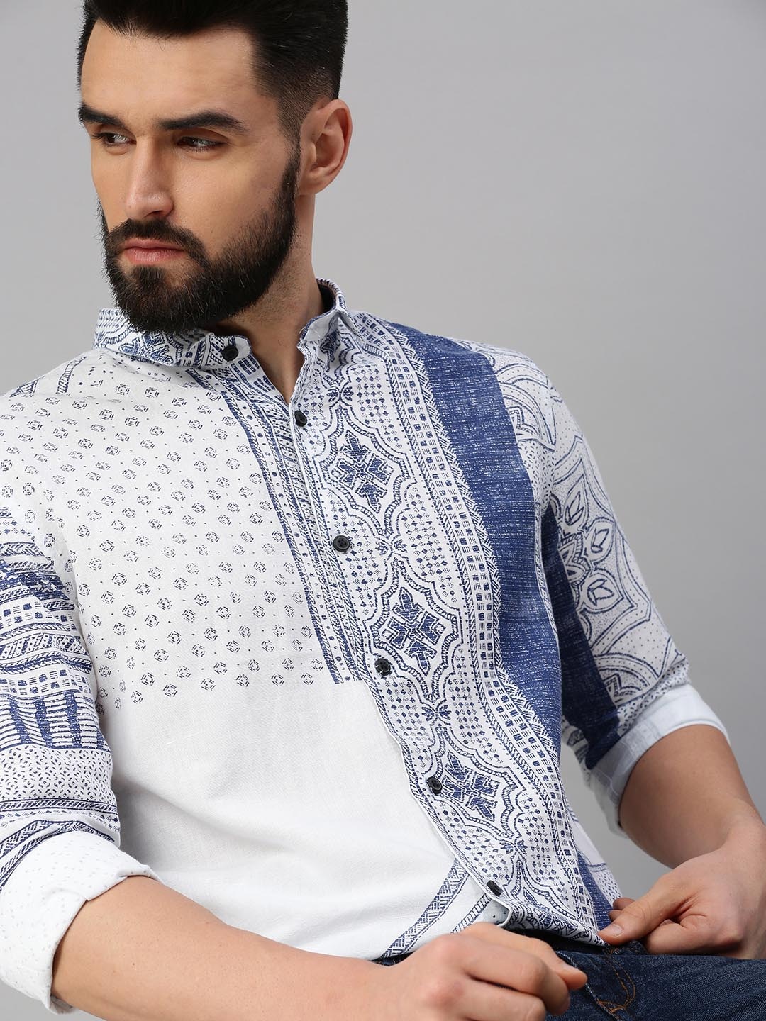 

SHOWOFF Men Comfort Printed Casual Shirt, White