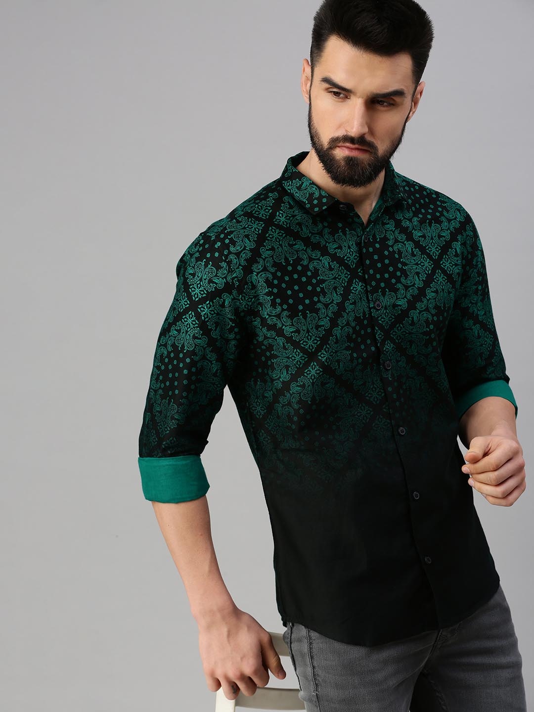 

SHOWOFF Men Comfort Printed Casual Shirt, Black