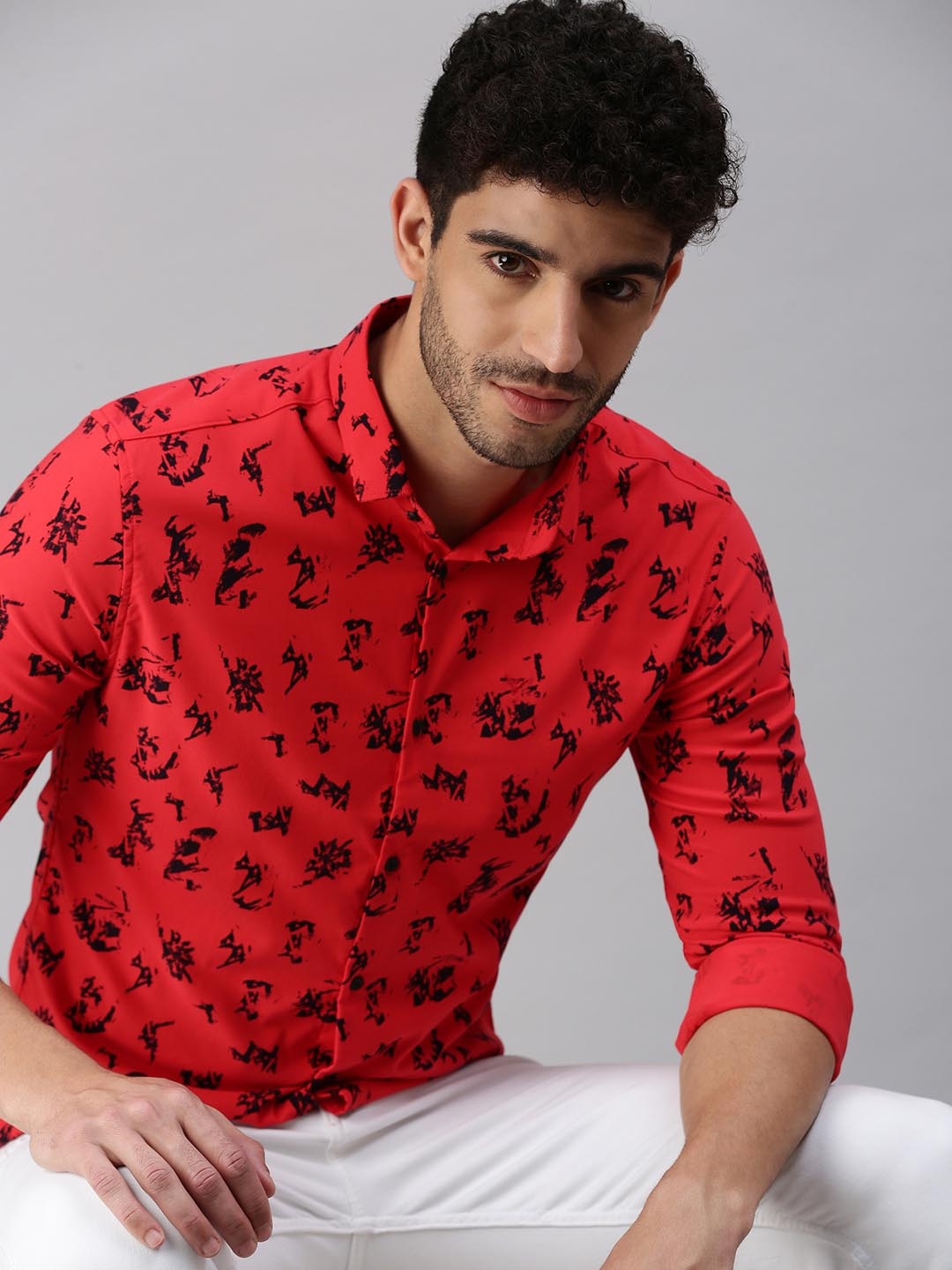 

SHOWOFF Men Comfort Printed Casual Shirt, Red