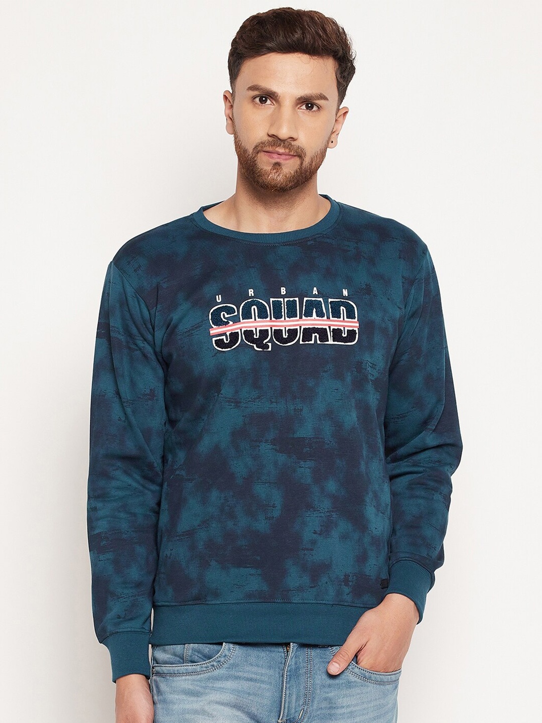 

Duke Men Blue Printed Sweatshirt