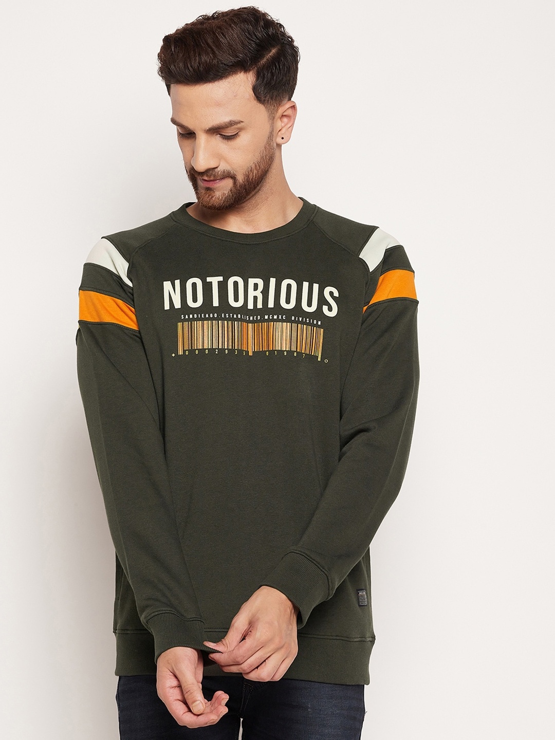 

Duke Men Green Printed Sweatshirt