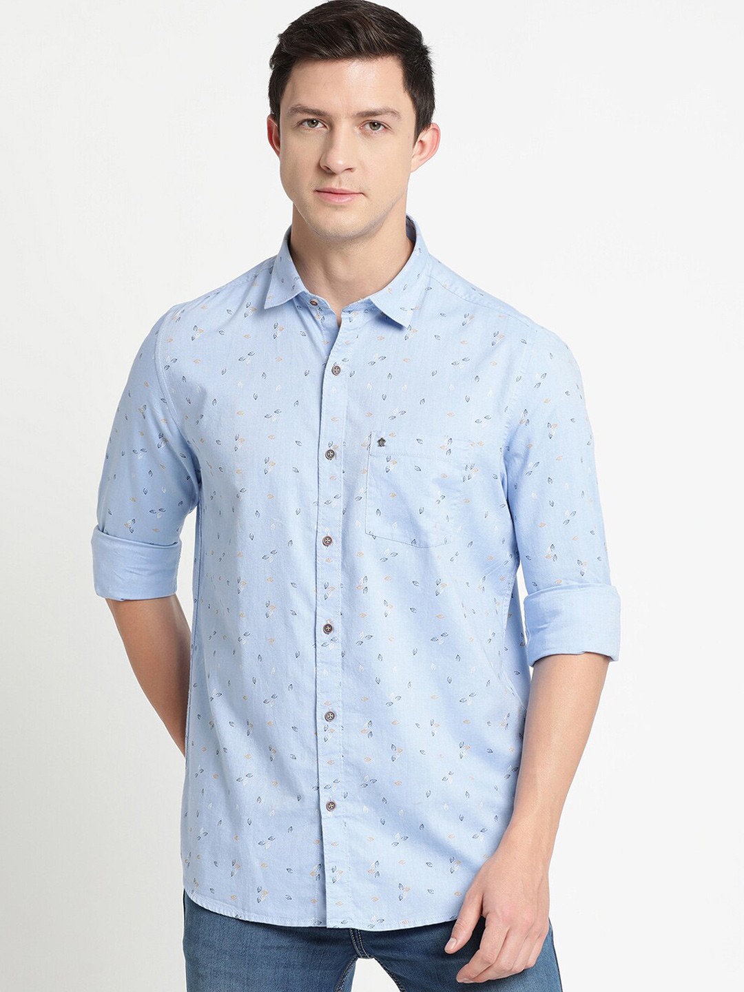 

Turtle Men Blue Slim Fit Floral Cotton Printed Casual Shirt