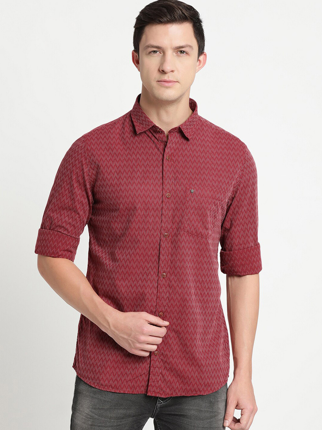 

Turtle Men Maroon Slim Fit Cotton Casual Shirt