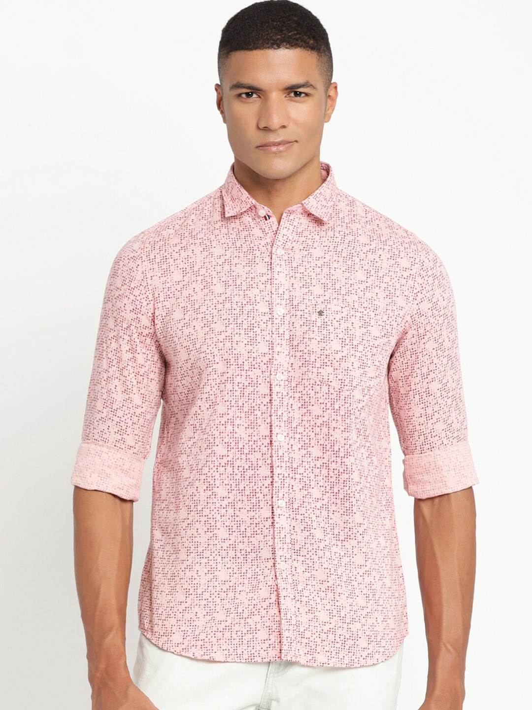 

Turtle Men Pink Slim Fit Floral Printed Casual Shirt