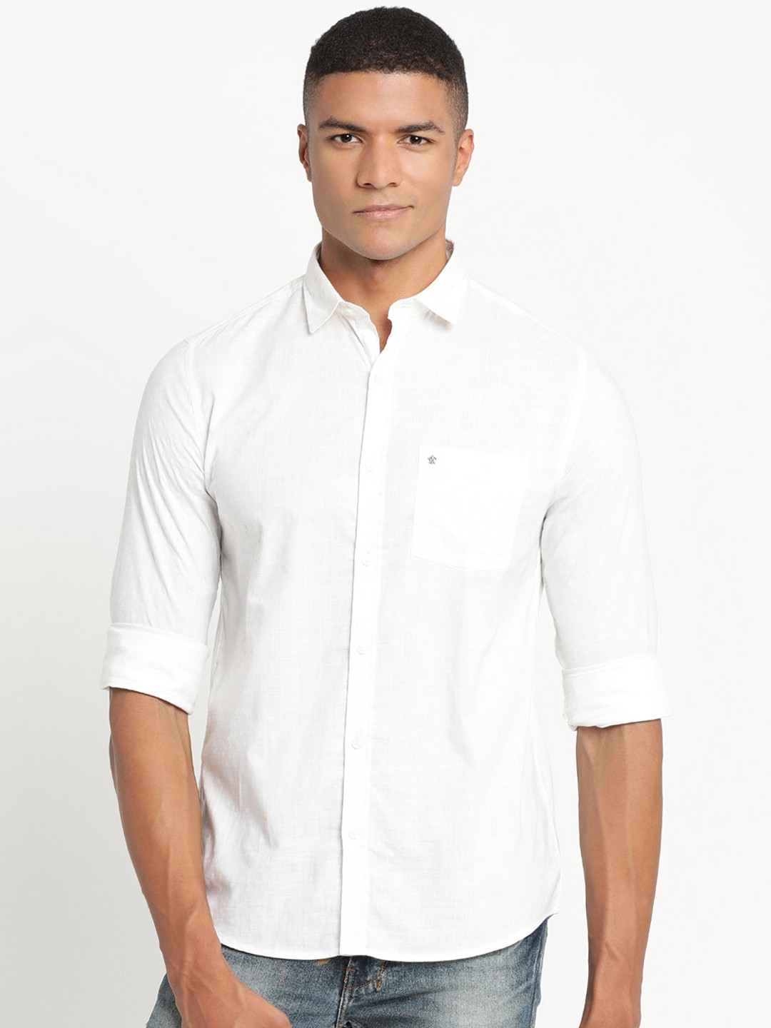 

Turtle Men White Slim Fit Printed Cotton Casual Shirt
