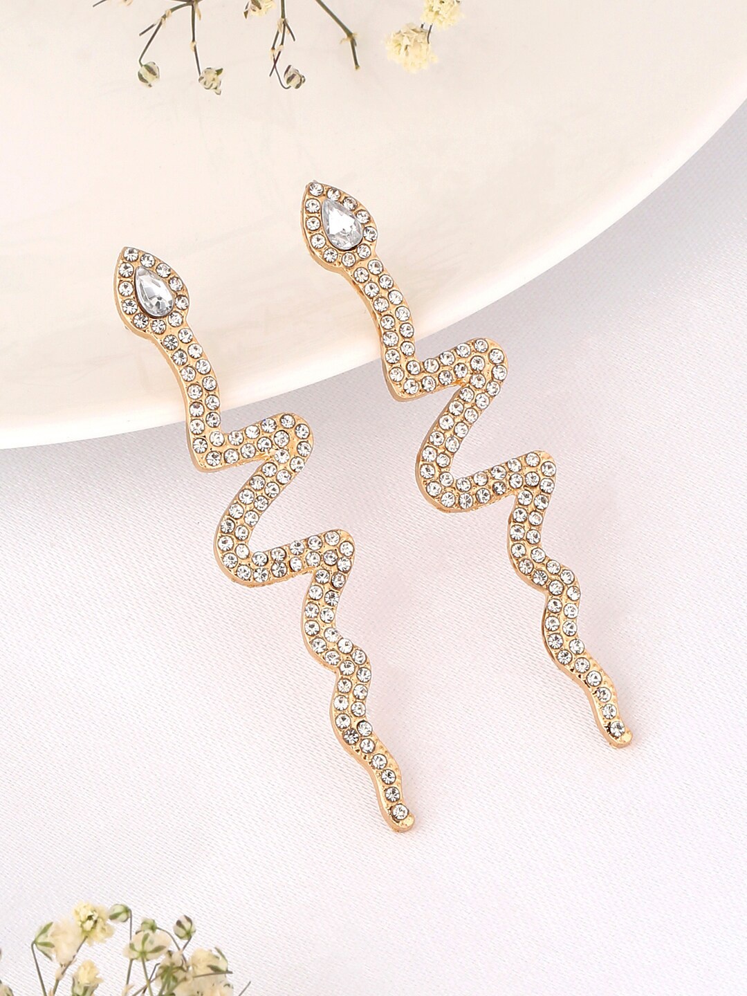 

Unwind by Yellow Chimes Gold-Toned Contemporary Drop Earrings