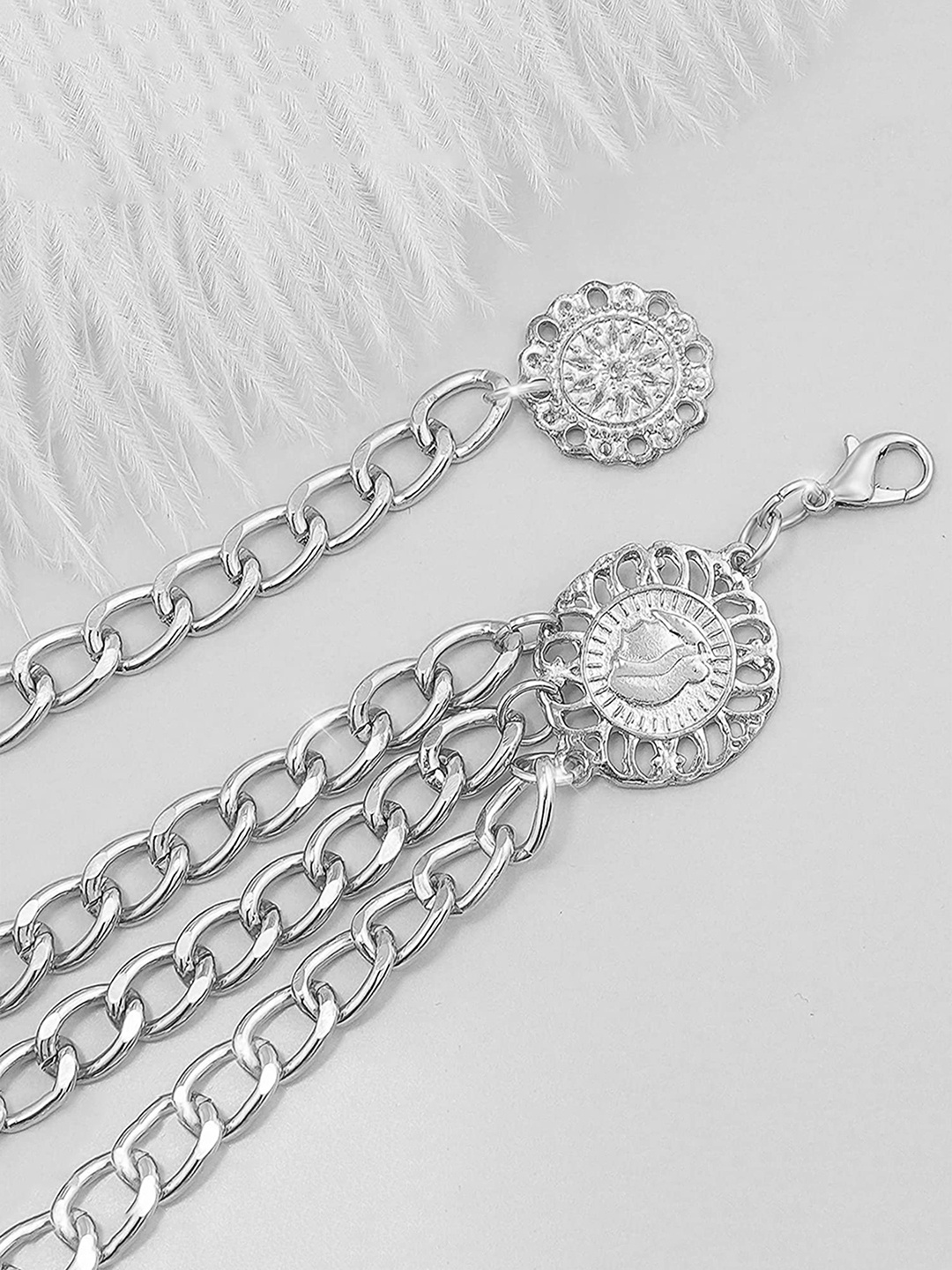 

Unwind by Yellow Chimes Women Silver-Toned Layered Waist Chain