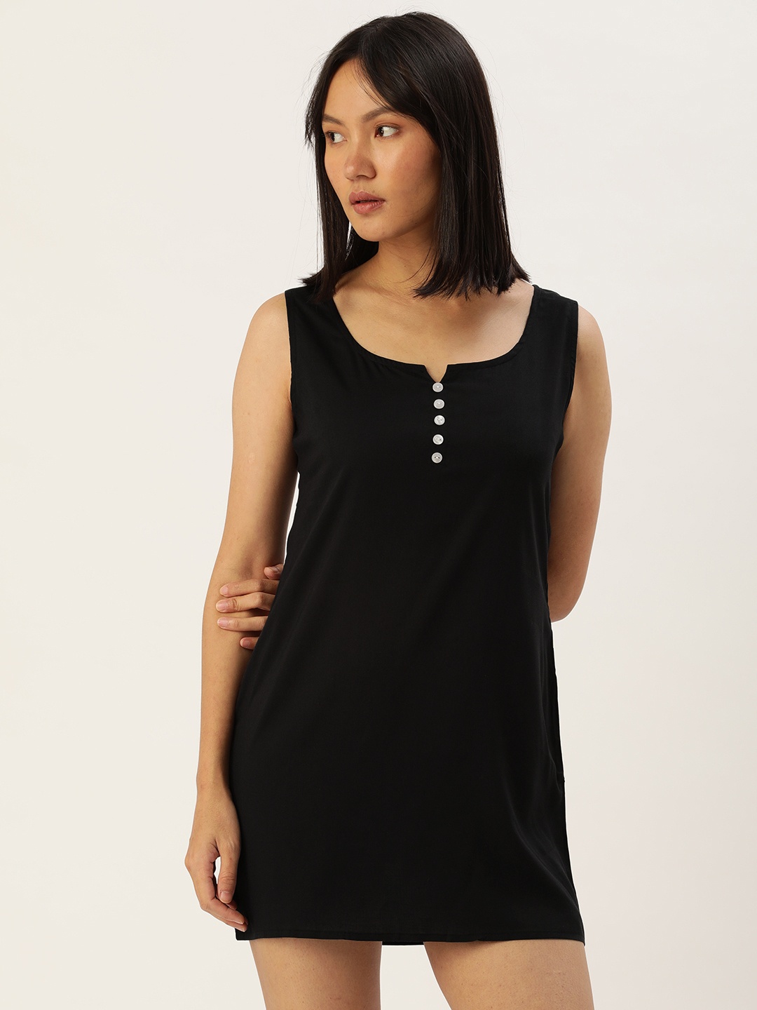 

ETC Black Solid T-Shirt Nightdress