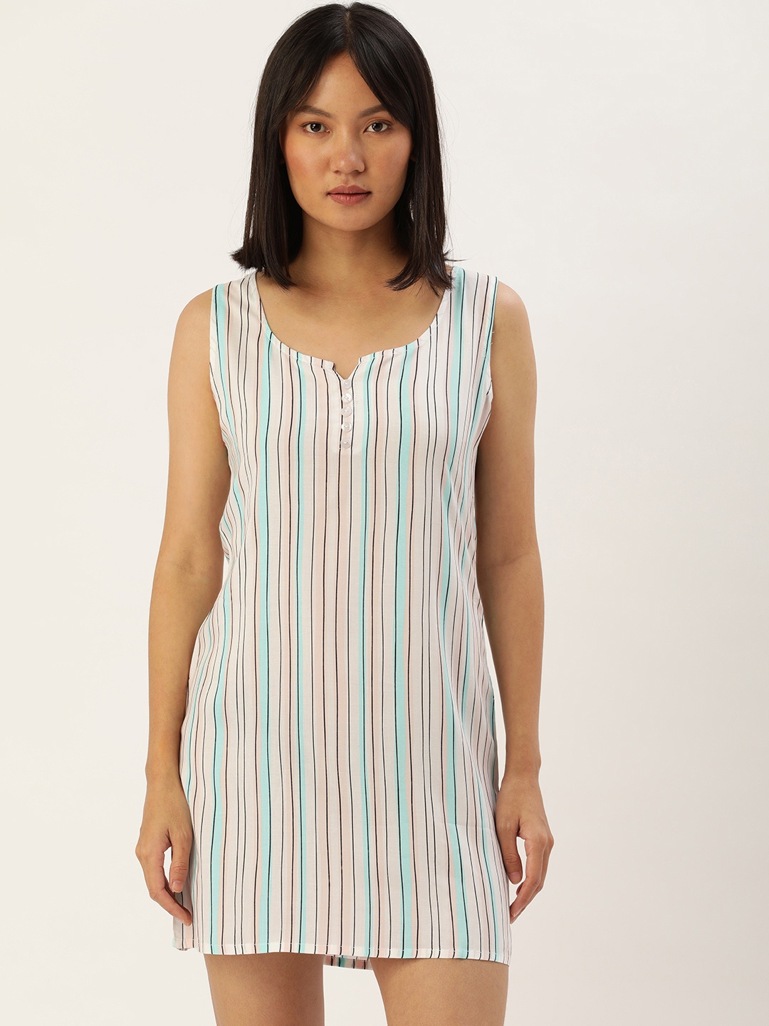 

ETC White & Blue Striped T-Shirt Nightdress