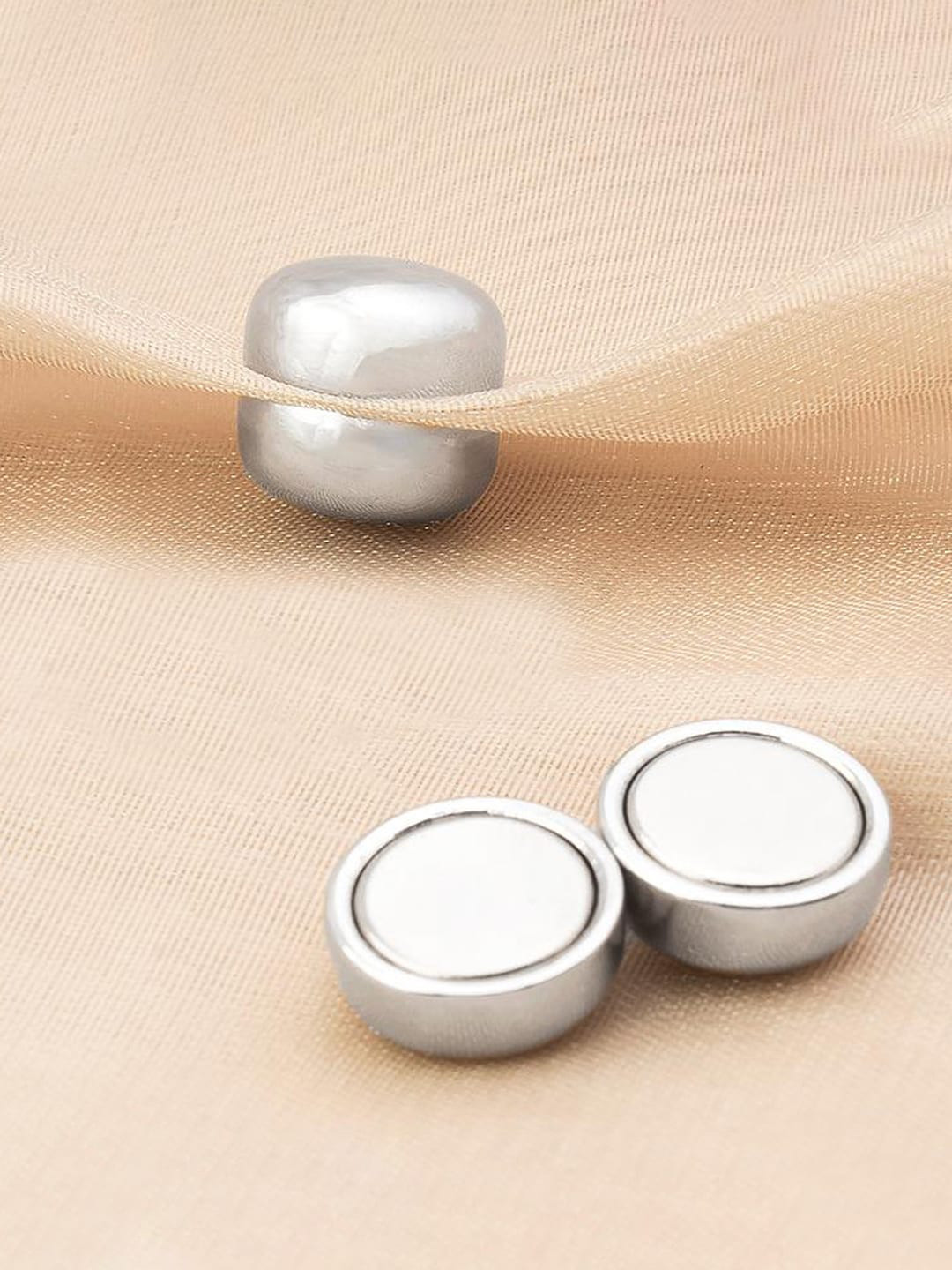 

Yellow Chimes Silver Magnetic Multiuse Scarf/Hijab Pins