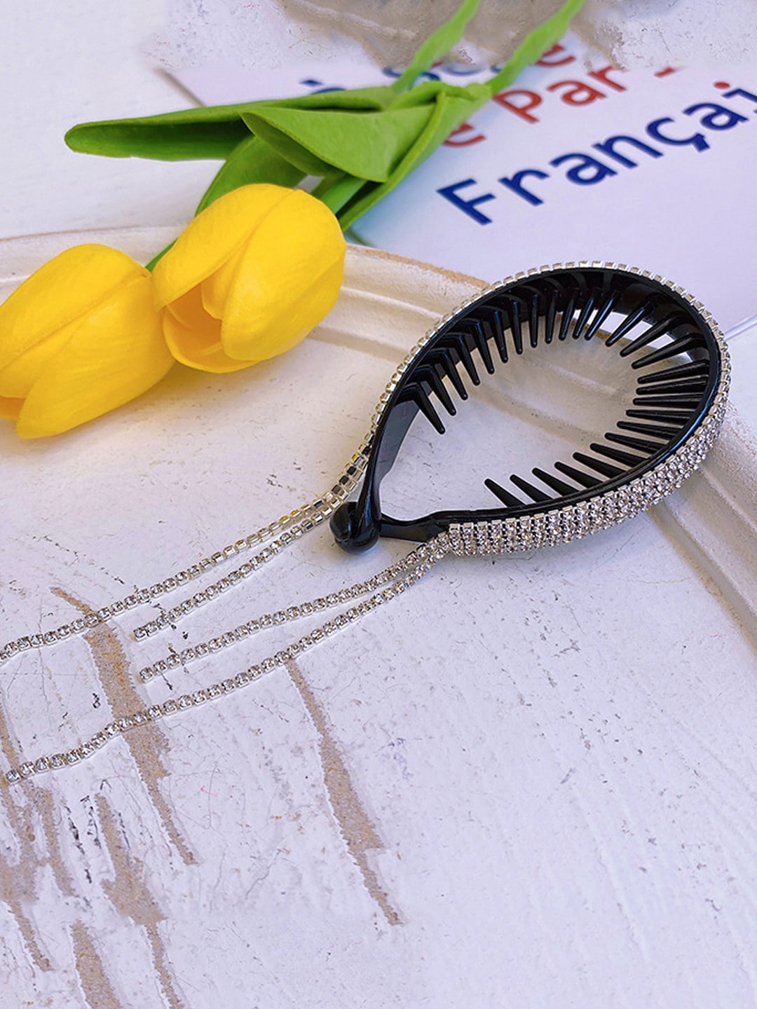 

Yellow Chimes Women Embellished Hairband, Silver