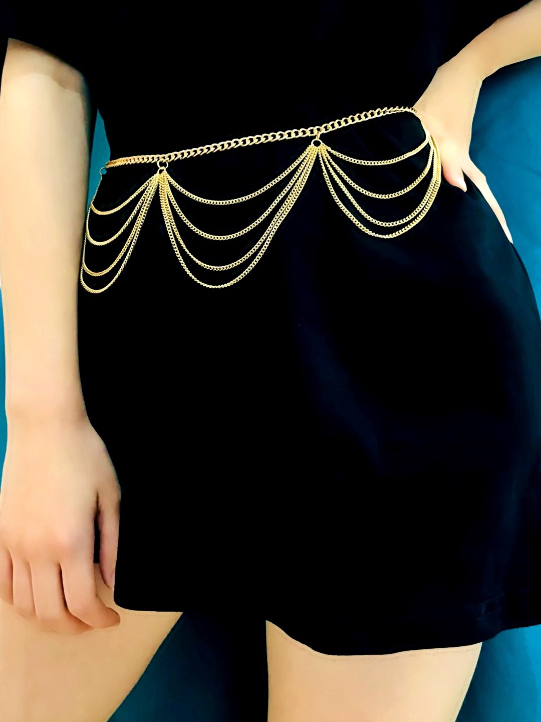 

Yellow Chimes Gold-Toned Multilayer Waist Chain
