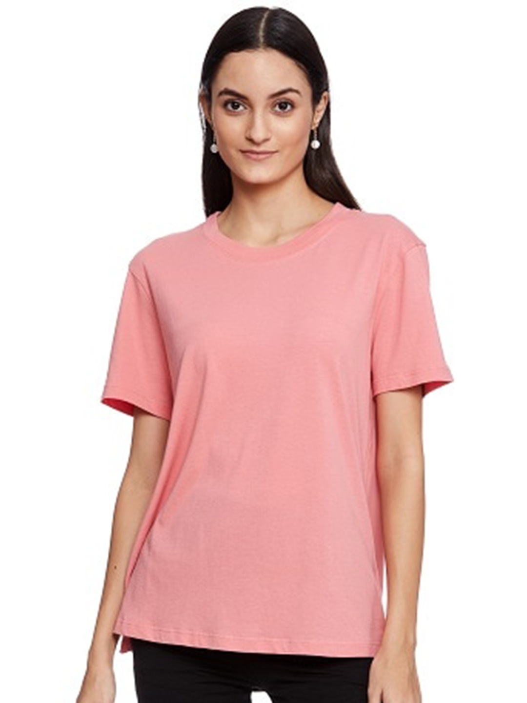 

UNMADE Women Rose Pink Loose T-shirt