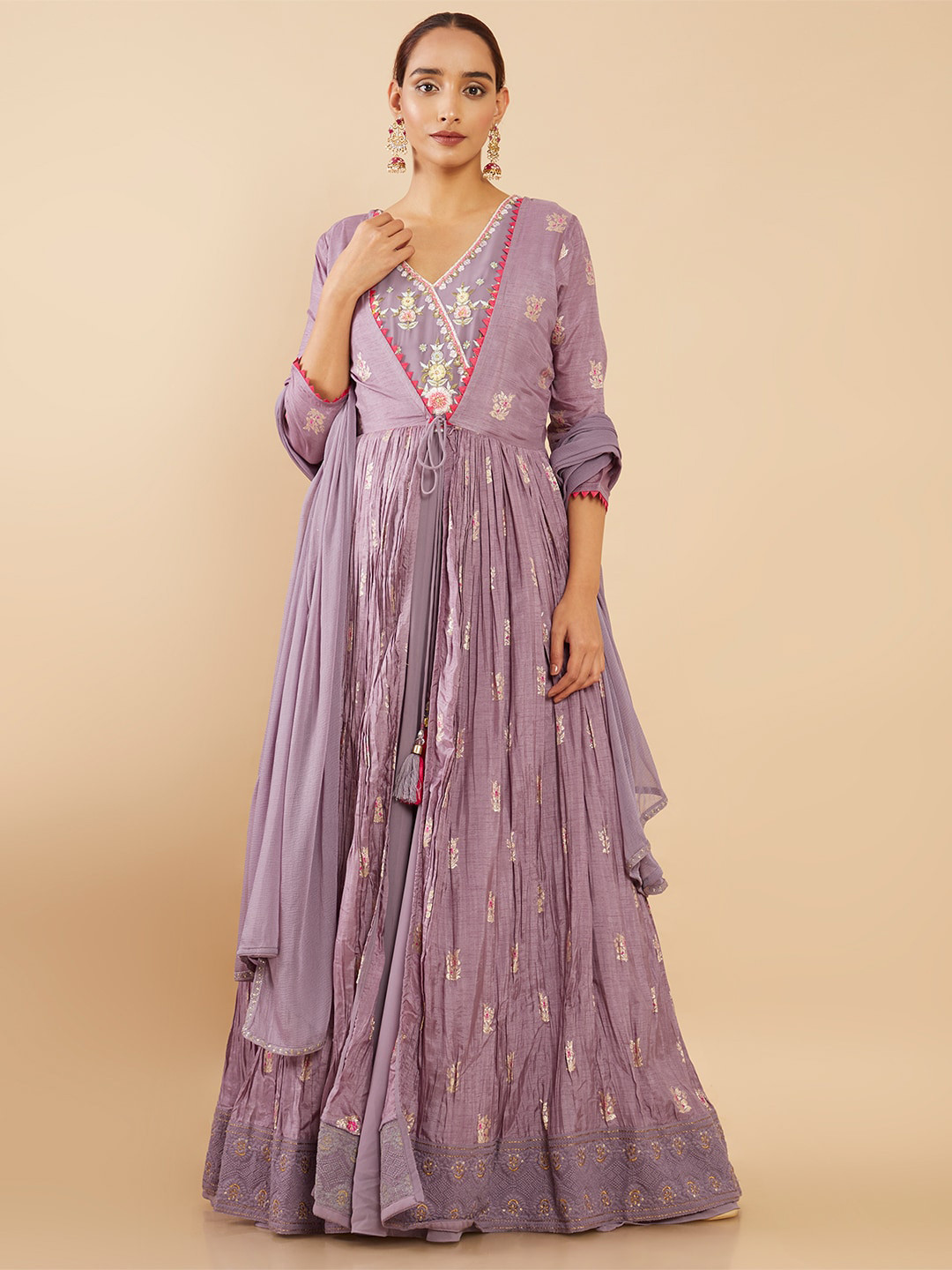 

Soch Women Purple Embellished Ethnic Maxi Dress