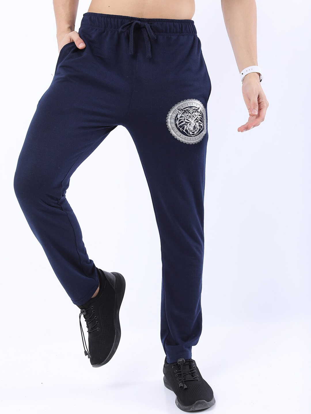 

HIGHLANDER Men Navy Blue Regular Fit Printed Track Pants