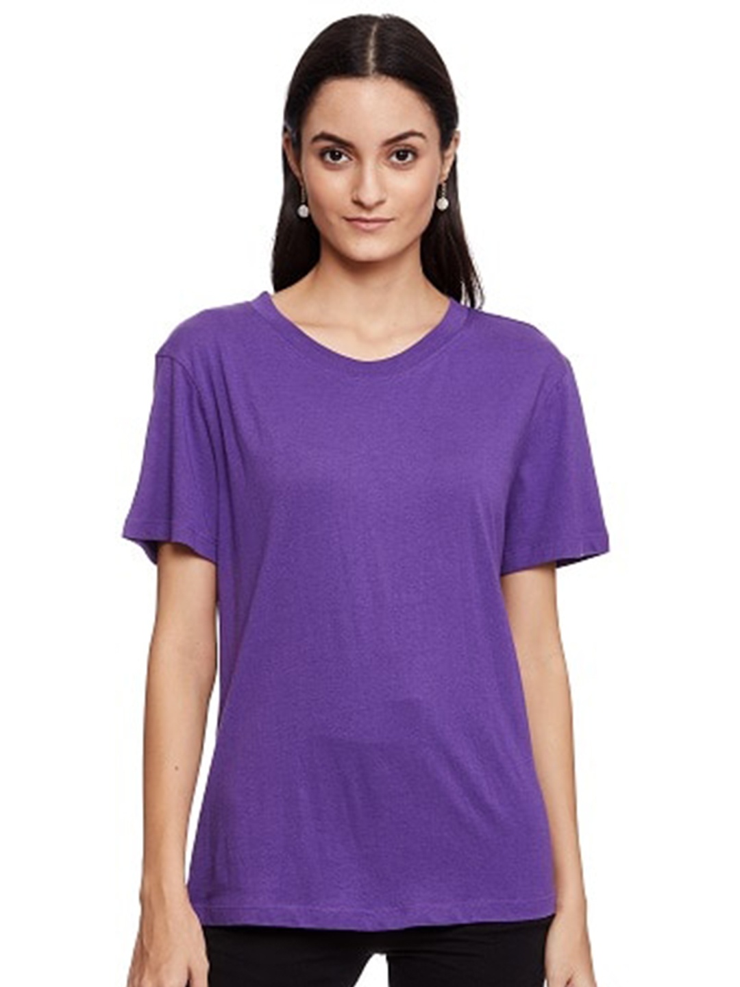 

UNMADE Women Purple Solid T-shirt