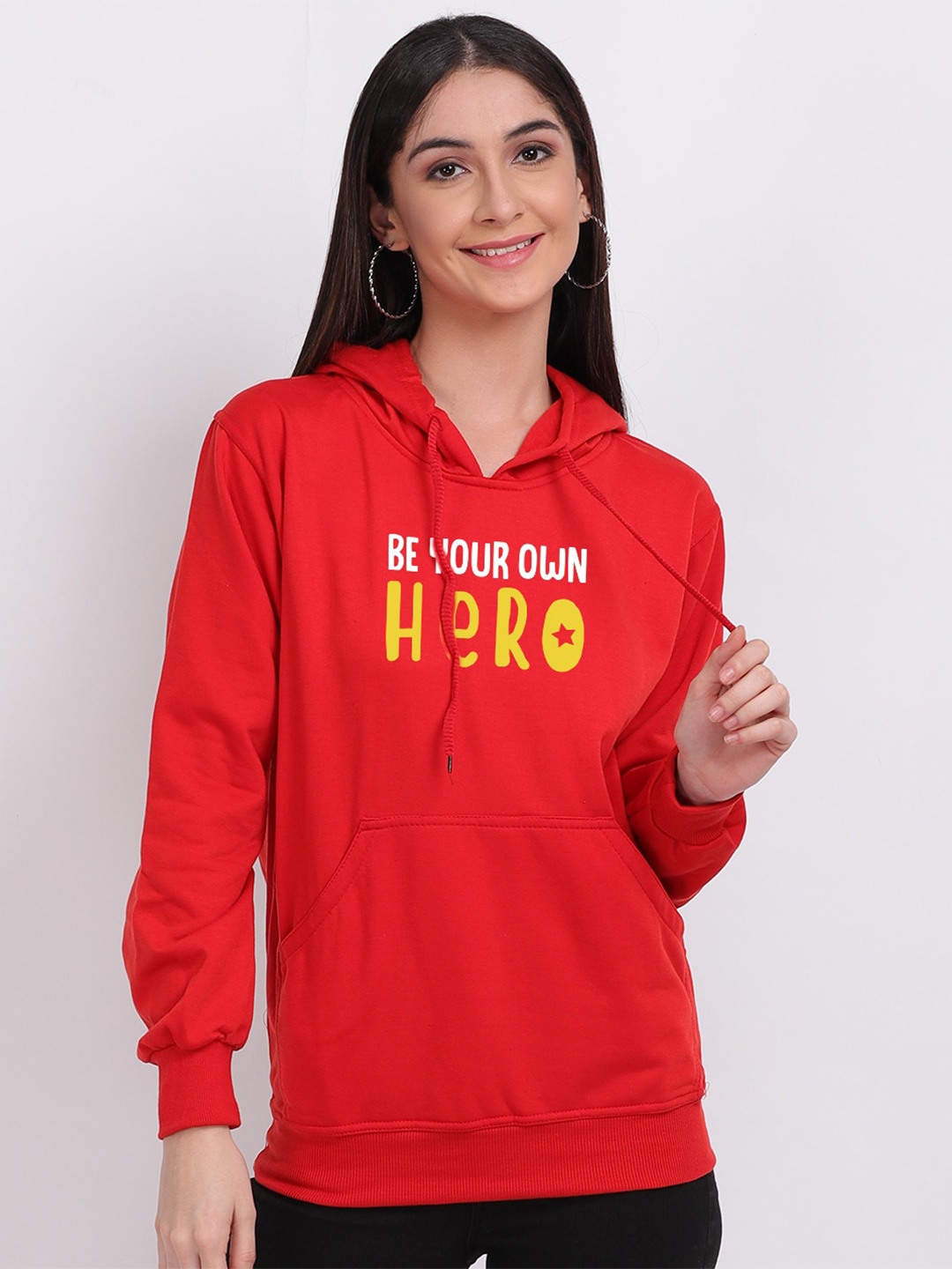 

Mad Over Print Women Red Printed Hooded Sweatshirt