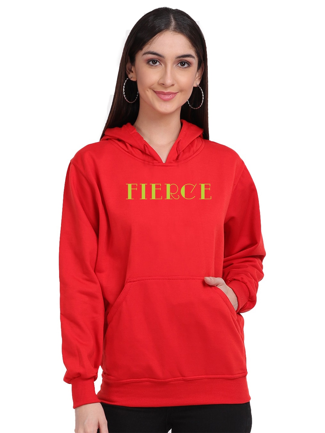 

Mad Over Print Women Red Hooded Sweatshirt