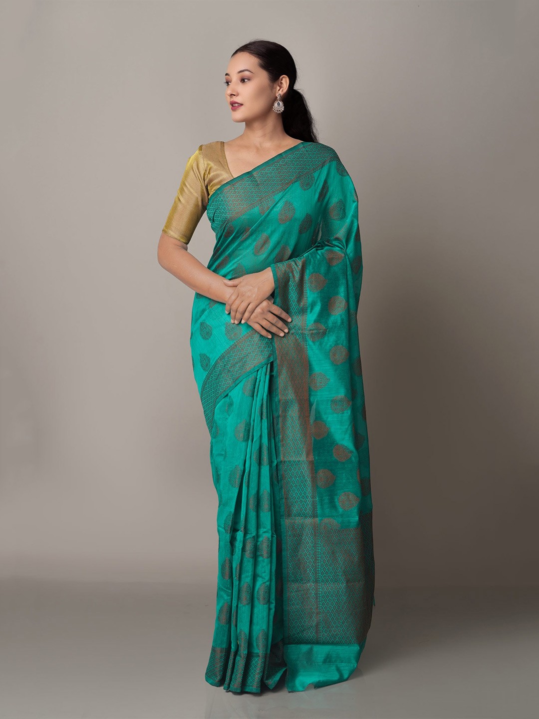 

Unnati Silks Green Chanderi Sico Saree